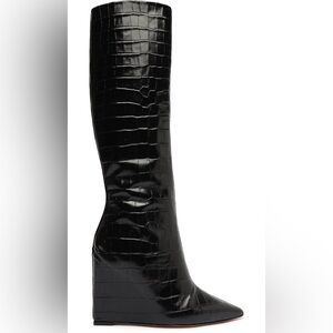 SCHUTZ Asya Up Crocodile-Embossed
Leather Boot